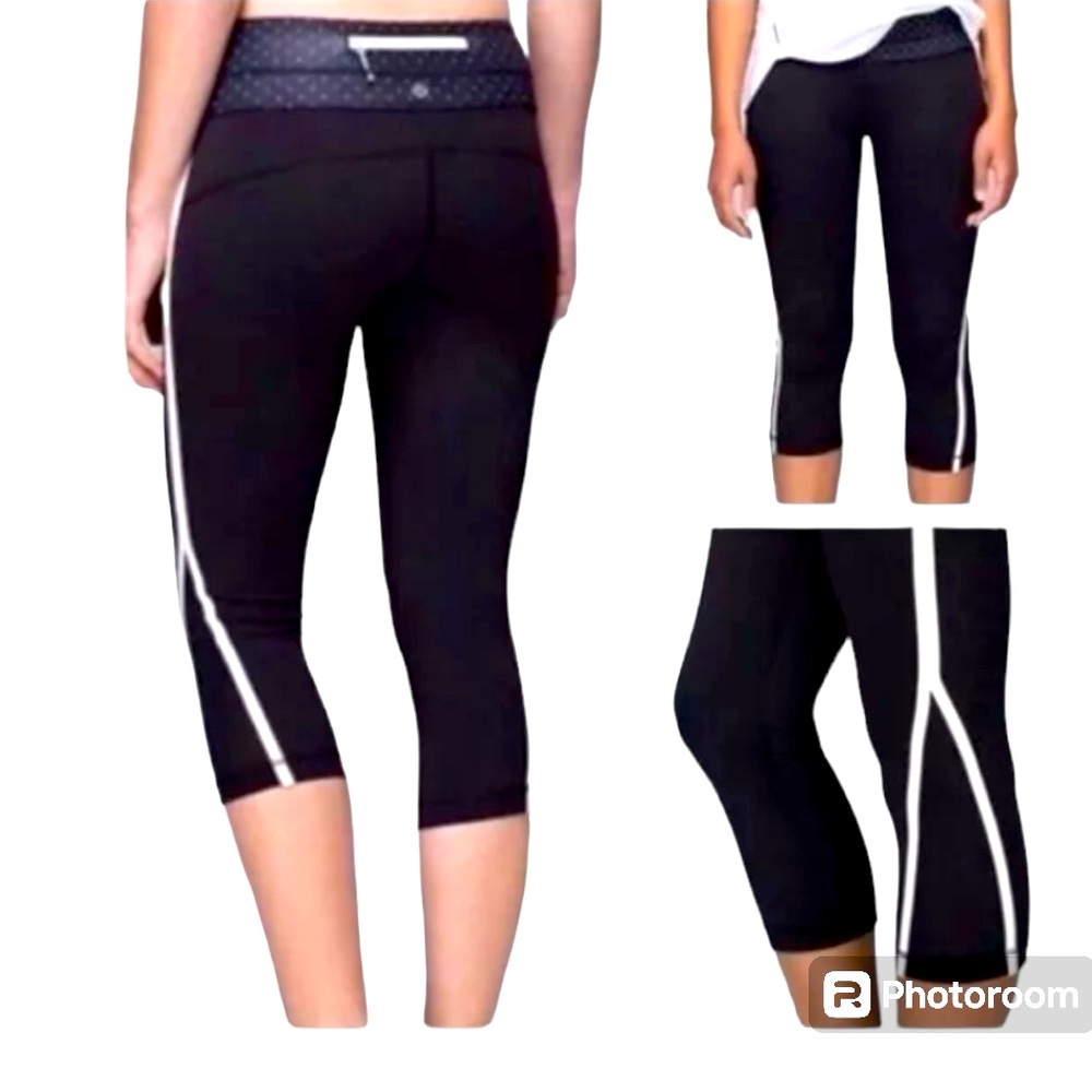 Lululemon Cropped Poka Dot Strip Leggings